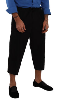 Thumbnail for Elegant Black Cotton Blend Cropped Pants