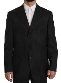 Thumbnail for Elegant Black Striped Wool Suit