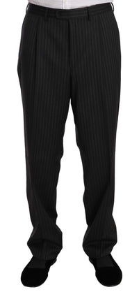 Thumbnail for Elegant Black Striped Wool Suit