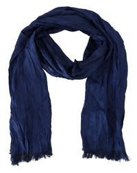 Thumbnail for Blue Silk Shawl Foulard Fringes Scarf