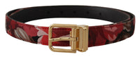 Thumbnail for Red Multicolor Leather Belt with Gold-Tone Buckle