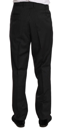 Thumbnail for Elegant Black Striped Wool Suit