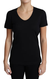 Thumbnail for Elegant Black Wool Round Neck T-Shirt