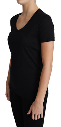 Thumbnail for Elegant Black Wool Round Neck T-Shirt