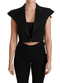 Thumbnail for Elegant Black Cropped Blazer Vest