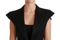 Thumbnail for Elegant Black Cropped Blazer Vest