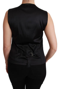 Thumbnail for Elegant Silver Sleeveless Brocade Vest