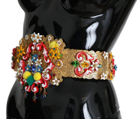 Thumbnail for Golden Floral Crystal Embellished Waist Belt