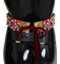Thumbnail for Golden Floral Crystal Embellished Waist Belt