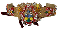 Thumbnail for Golden Floral Crystal Embellished Waist Belt