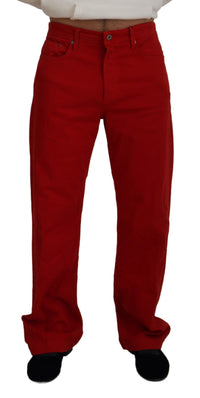 Thumbnail for Chic Red Cotton Denim Pants