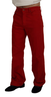 Thumbnail for Chic Red Cotton Denim Pants