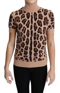 Thumbnail for Elegant Leopard Print Wool Turtleneck Top