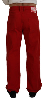 Thumbnail for Chic Red Cotton Denim Pants