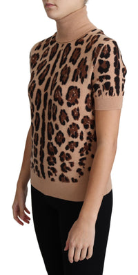Thumbnail for Elegant Leopard Print Wool Turtleneck Top