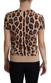 Thumbnail for Elegant Leopard Print Wool Turtleneck Top
