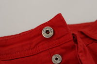 Thumbnail for Chic Red Cotton Denim Pants