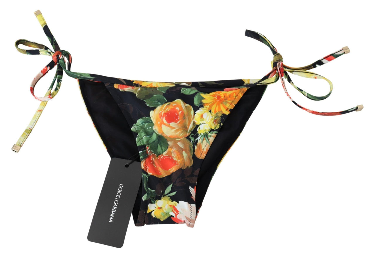 Elegant Black Floral Bikini Bottom