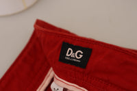 Thumbnail for Chic Red Cotton Denim Pants