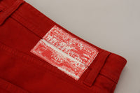 Thumbnail for Chic Red Cotton Denim Pants