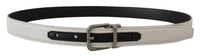 Thumbnail for Chic White Leather Belt with Chrome Buckle