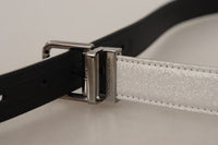 Thumbnail for Chic White Leather Belt with Chrome Buckle