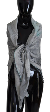 Thumbnail for Gray Print Shawl Foulard Fringes Scarf