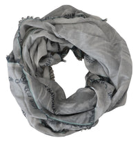 Thumbnail for Gray Print Shawl Foulard Fringes Scarf