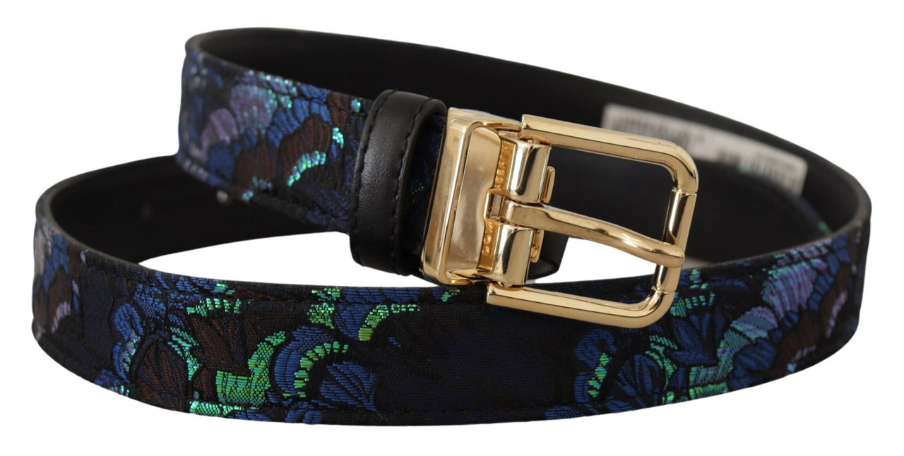 Elegant Multicolor Leather Belt with Gold Buckle