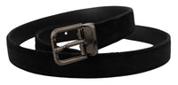 Thumbnail for Elegant Black Leather Belt with Silver Tone Buckle