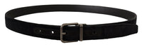 Thumbnail for Elegant Black Leather Belt with Silver Tone Buckle