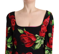 Thumbnail for Elegant Floral Print Silk Sheath Dress