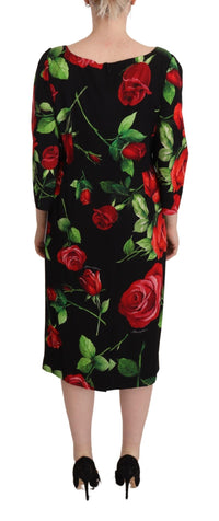 Thumbnail for Elegant Floral Print Silk Sheath Dress