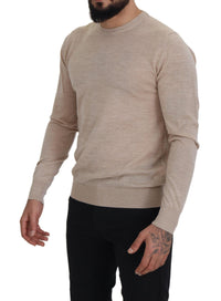 Thumbnail for Elegant Beige Crewneck Wool Sweater
