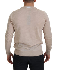 Thumbnail for Elegant Beige Crewneck Wool Sweater