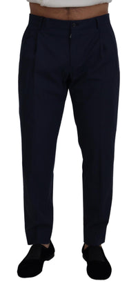 Thumbnail for Blue Cotton Slim Trousers Chinos Pants