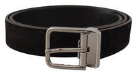 Thumbnail for Elegant Black Leather Grosgrain Belt