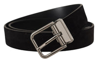 Thumbnail for Elegant Black Leather Grosgrain Belt
