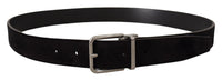 Thumbnail for Elegant Black Leather Grosgrain Belt