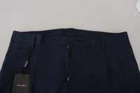 Thumbnail for Blue Cotton Slim Trousers Chinos Pants