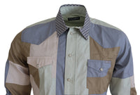 Thumbnail for Multicolor Cotton Patchwork Slim Shirt