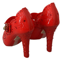 Thumbnail for Chic Red Crystal Cinderella Pumps