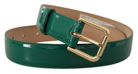Thumbnail for Elegant Green Leather Belt with Gold Buckle Detail