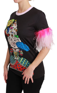 Thumbnail for Chic Crewneck Year of the Pig Motif Tee