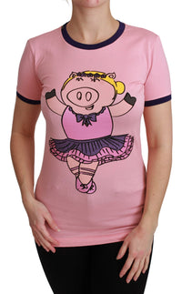 Thumbnail for Pink YEAR OF THE PIG Top Cotton T-shirt