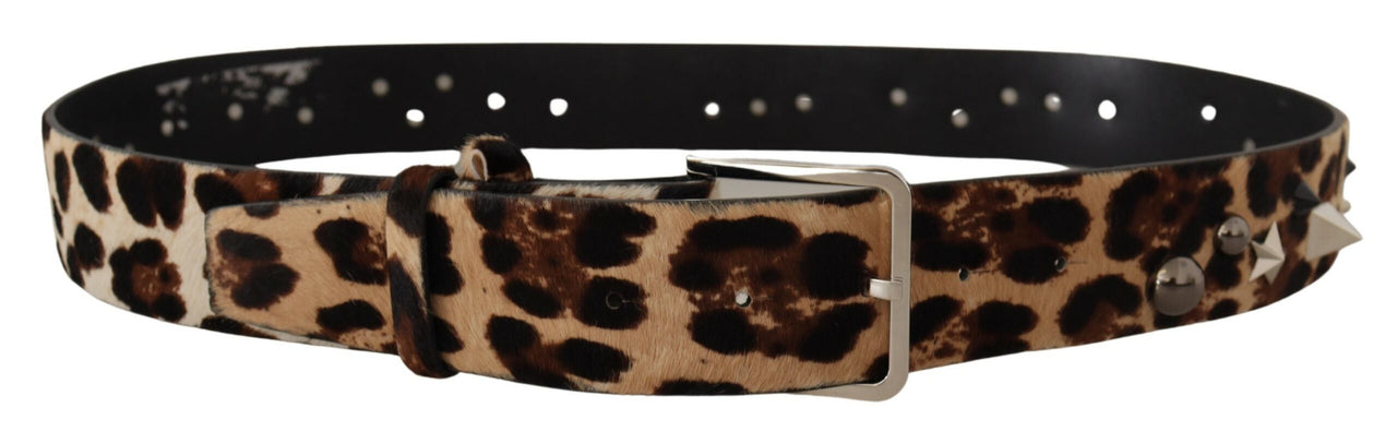 Elegant Leopard Print Leather Belt