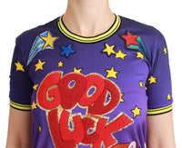 Thumbnail for Elegant Crewneck Motive Tee in Purple