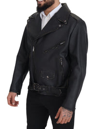 Thumbnail for Elegant Black Leather Biker Jacket