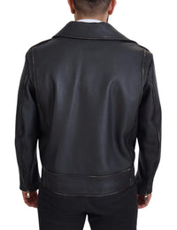 Thumbnail for Elegant Black Leather Biker Jacket