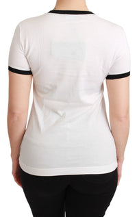 Thumbnail for Elegant White Cotton Crewneck Tee with Motive